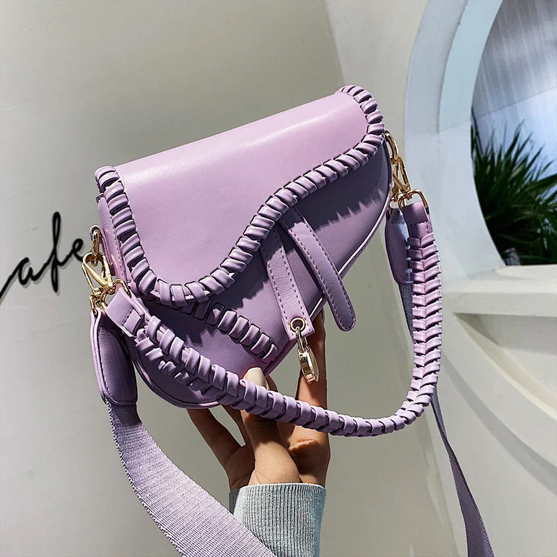 Women's Shoulder Messenger Saddle Bag Autumn Fashion Solid Color Literary Bag