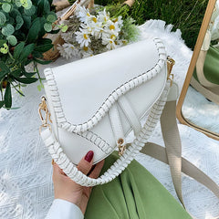 Women's Shoulder Messenger Saddle Bag Autumn Fashion Solid Color Literary Bag