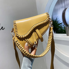 Women's Shoulder Messenger Saddle Bag Autumn Fashion Solid Color Literary Bag