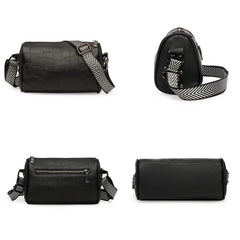 Braided Wide Shoulder Straps Small Leather Women's Messenger Bag Purse