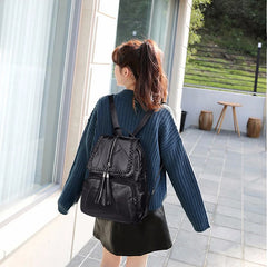 Minimalism Female Backpack Pu Leather Youth Women Bagpack Girl Casual Rucksacks