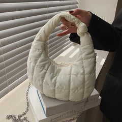 Warm Down Cotton Tote Bag with Chain Strap