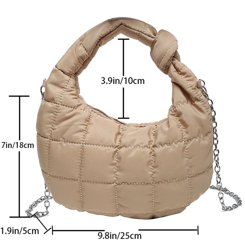 Warm Down Cotton Tote Bag with Chain Strap
