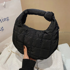 Warm Down Cotton Tote Bag with Chain Strap