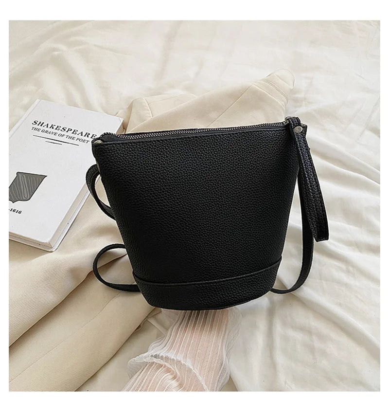 Women's Bucket Shoulder Bag Leather Crossbody Handbag