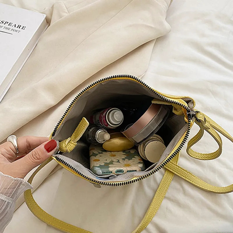 Women's Bucket Shoulder Bag Leather Crossbody Handbag