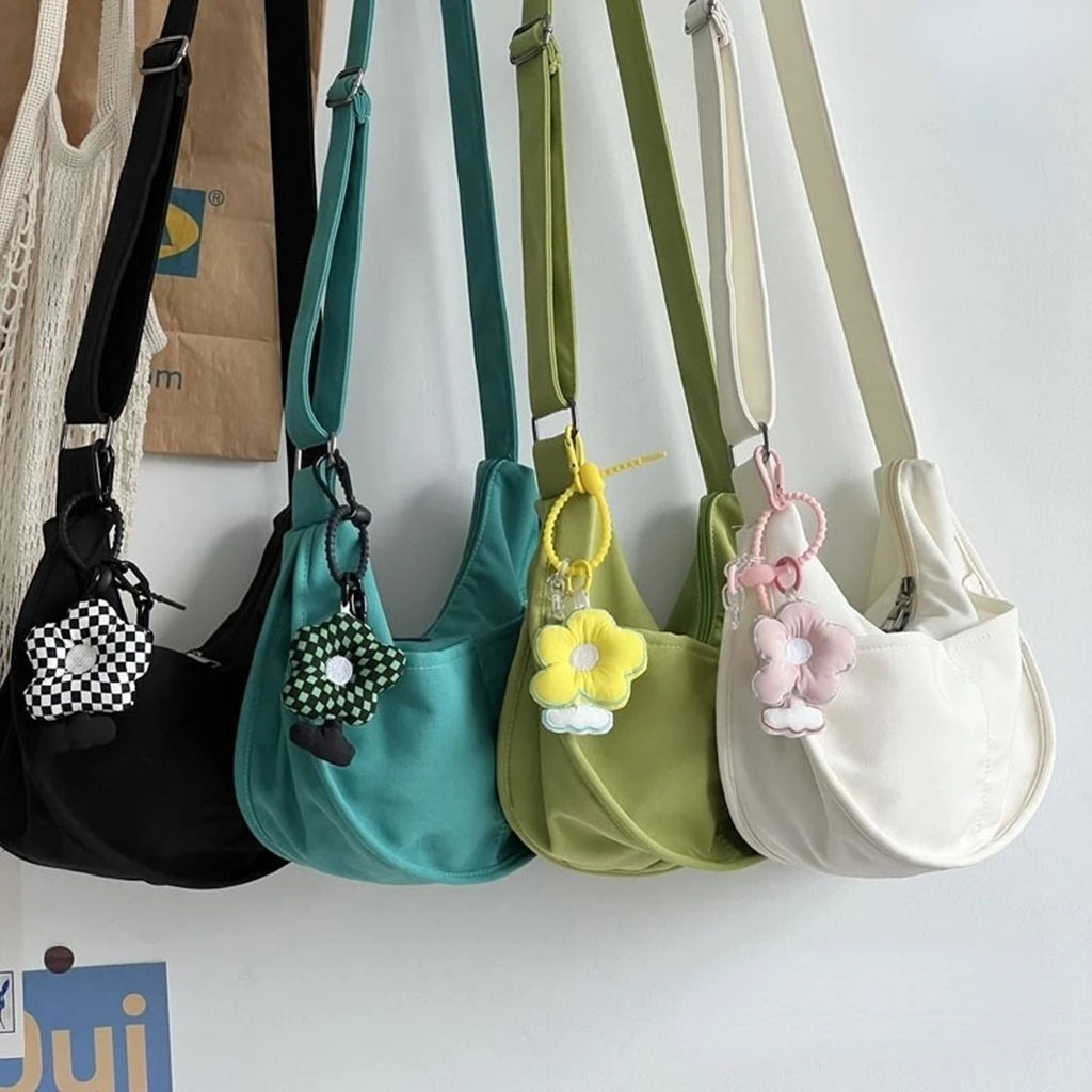 Canvas Messenger Bag Solid Handbags Shoulder Underarm Youth Crossbody Bag