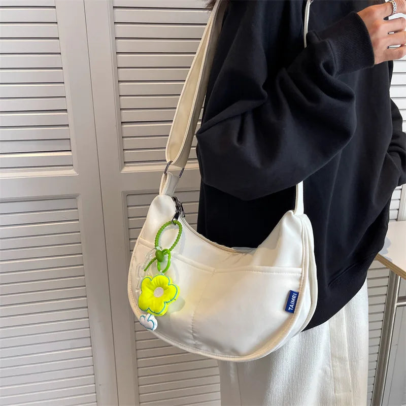 Canvas Messenger Bag Solid Handbags Shoulder Underarm Youth Crossbody Bag