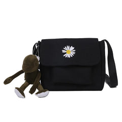 Canvas Crossbody Bags Youth Vertical Shoulder Bag Solid Wom