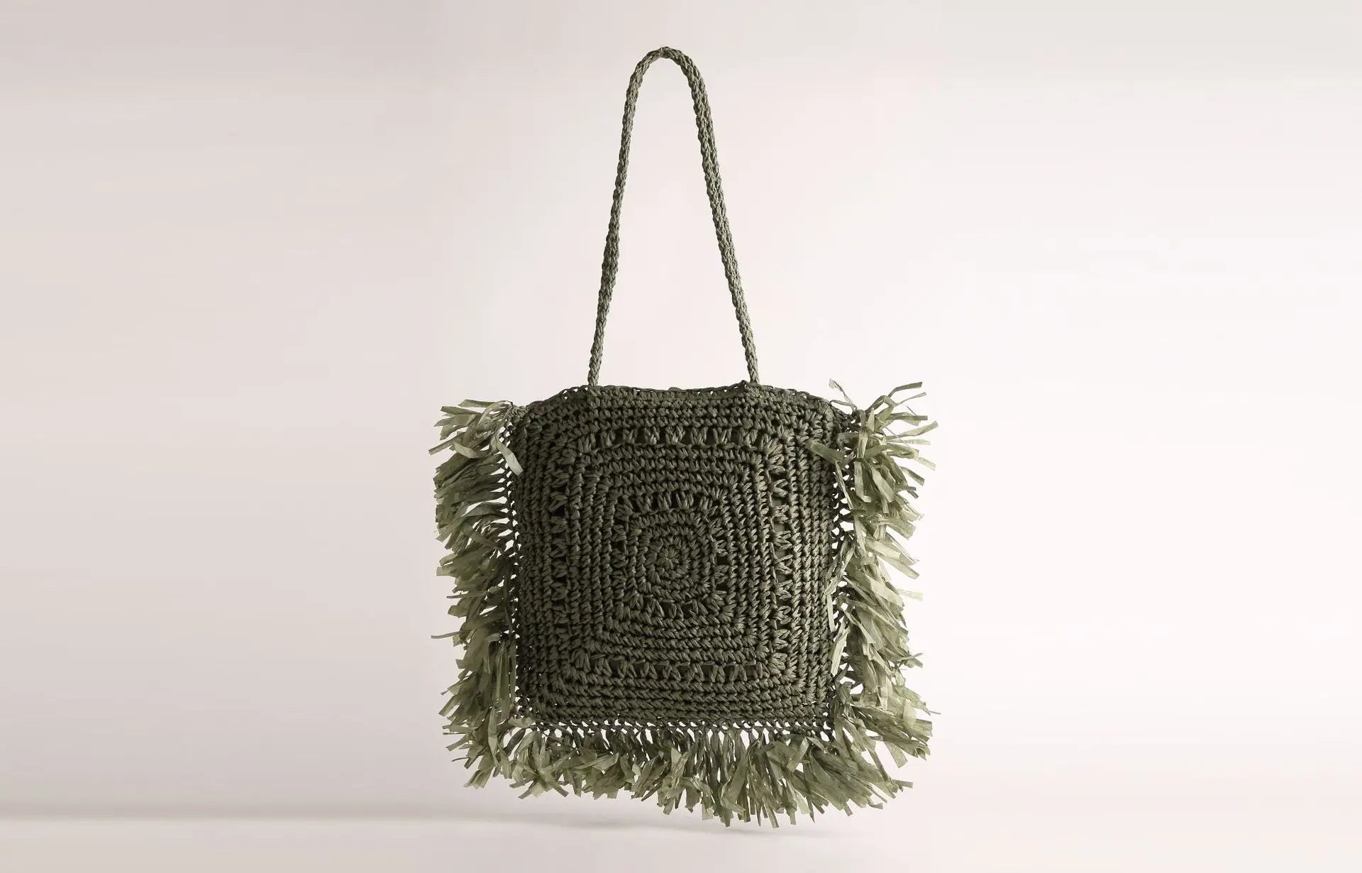 Straw-Woven Shoulder Bag Multi-color Tote Handbag