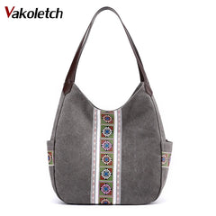 Casual Cotton Tote Vintage Canvas Bag for Women KL831