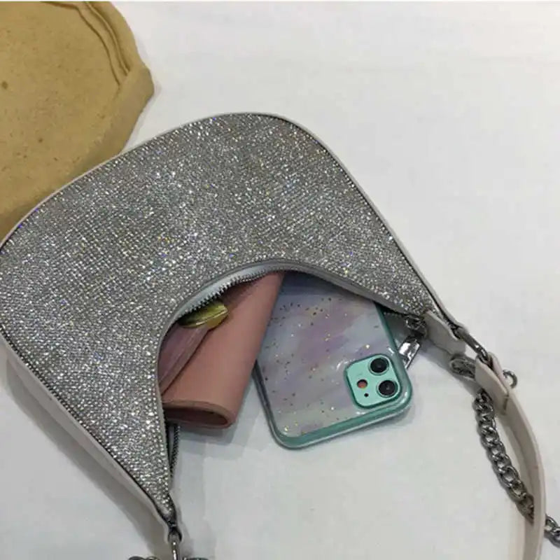 Chain Diamonds Crossbody Bag for Women Summer Handbag