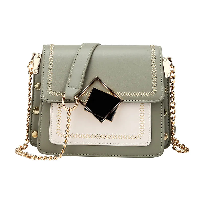 Chain PU Leather Crossbody Bags For Women Small Shoulder Messenger Bag