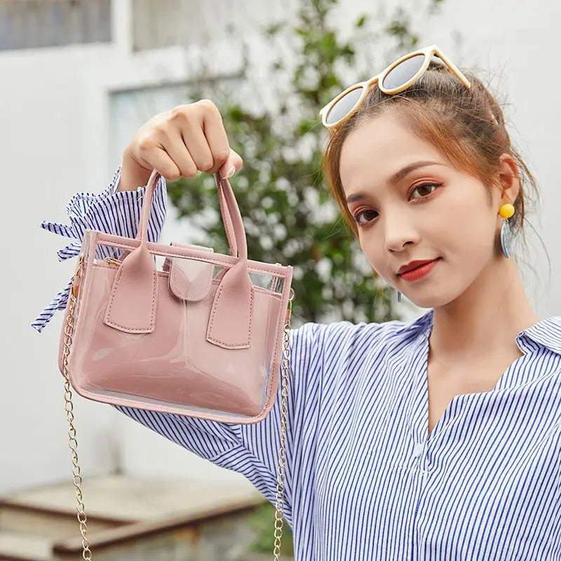 Clear Transparent PVC Shoulder Bag Women Candy Jelly Bag Purse Handbag