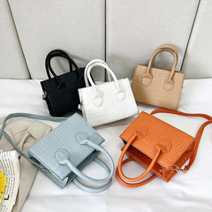 Crocodile Pattern PU Leather Crossbody Bag with Chain Shoulder Strap