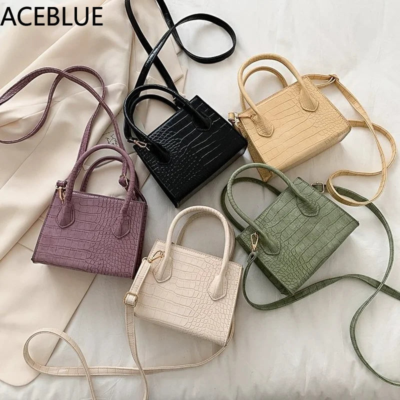 Crocodile Pattern Crossbody Bag Chain Shoulder Handbag
