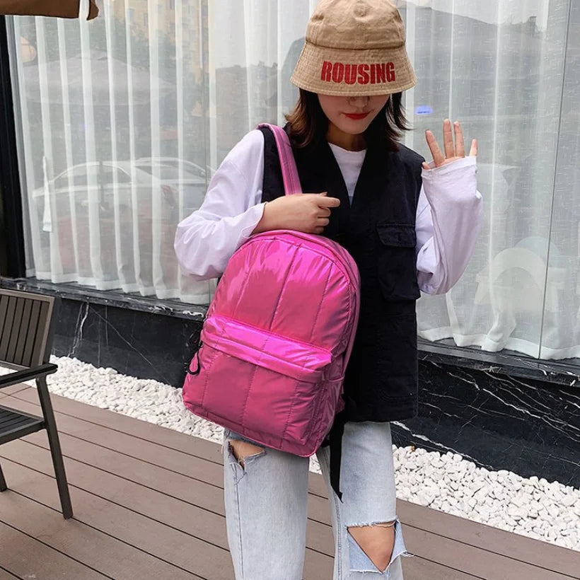Glossy Female Backpack Casual Space Women's Bag
