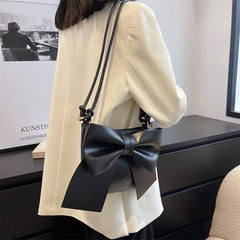 Solid Bowknot Handbag Underarm Tote Bag for Women
