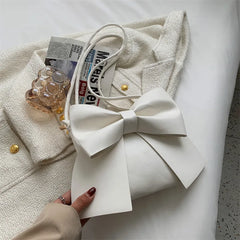 Solid Bowknot Handbag Underarm Tote Bag for Women