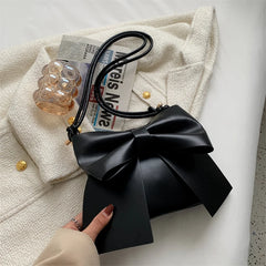 Solid Bowknot Handbag Underarm Tote Bag for Women