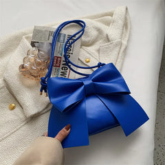 Solid Bowknot Handbag Underarm Tote Bag for Women