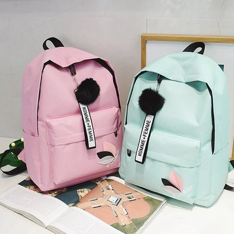 Canvas Backpack 19inch Female Schoolbag Student Bookbag
