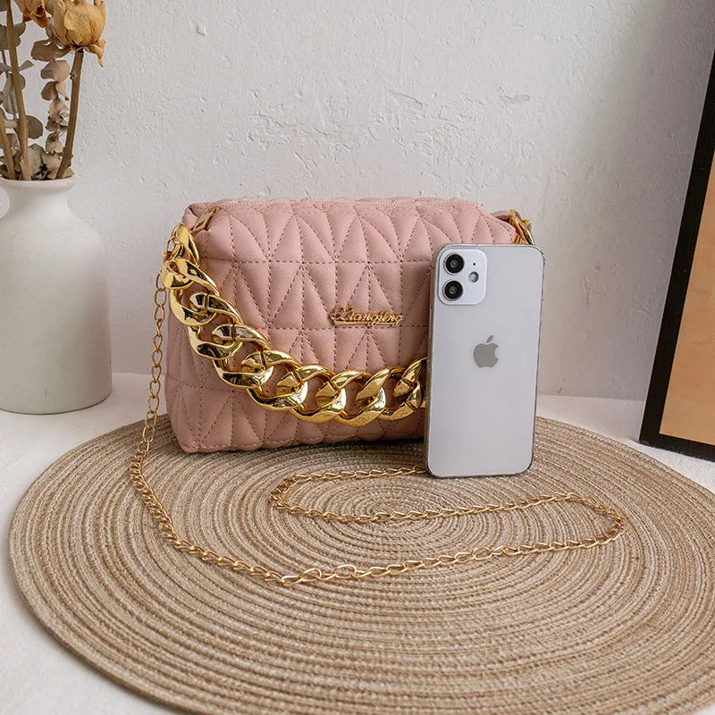 Lingge Embroidery Crossbody Bag with Tassel for Women
