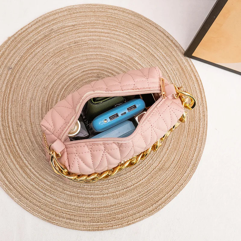 Lingge Embroidery Crossbody Bag with Tassel for Women