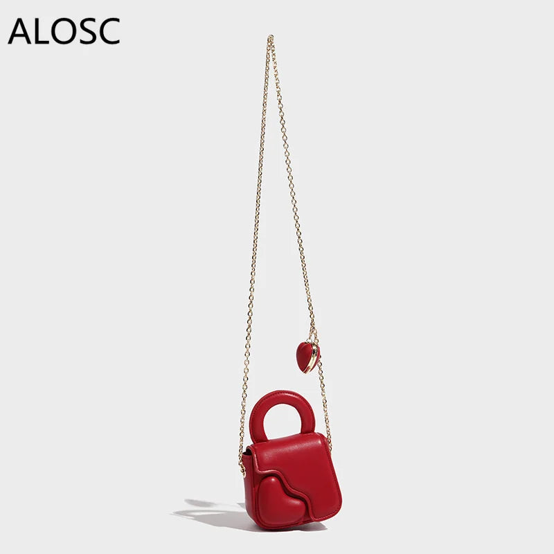 Chian Shoulder BBag For Women Mini Small Love Bag Leather Square Bag