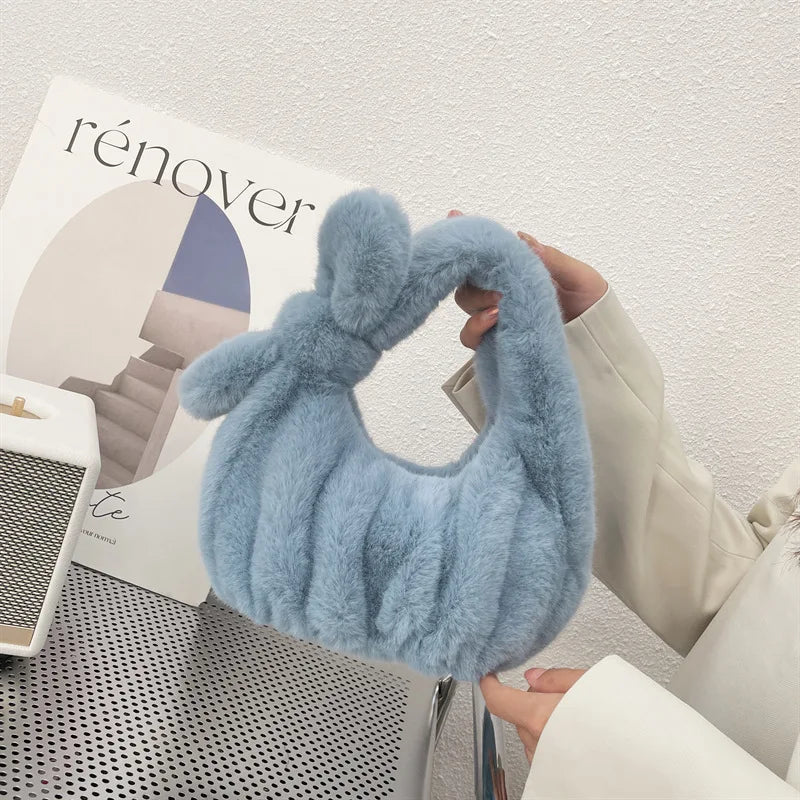 Plush Shoulder Bag Winter Furry Ladies Clutch Handbag