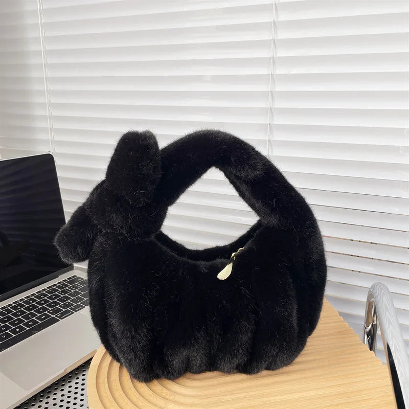 Plush Shoulder Bag Winter Furry Ladies Clutch Handbag
