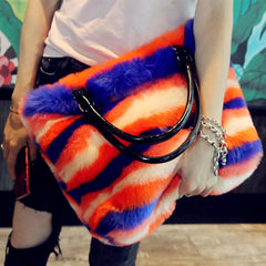 Plush Shoulder Bag for Women Casual Winter Tote