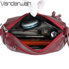 Crossbody Bag Pu Leather Soft Messenger Bags Retro Woman