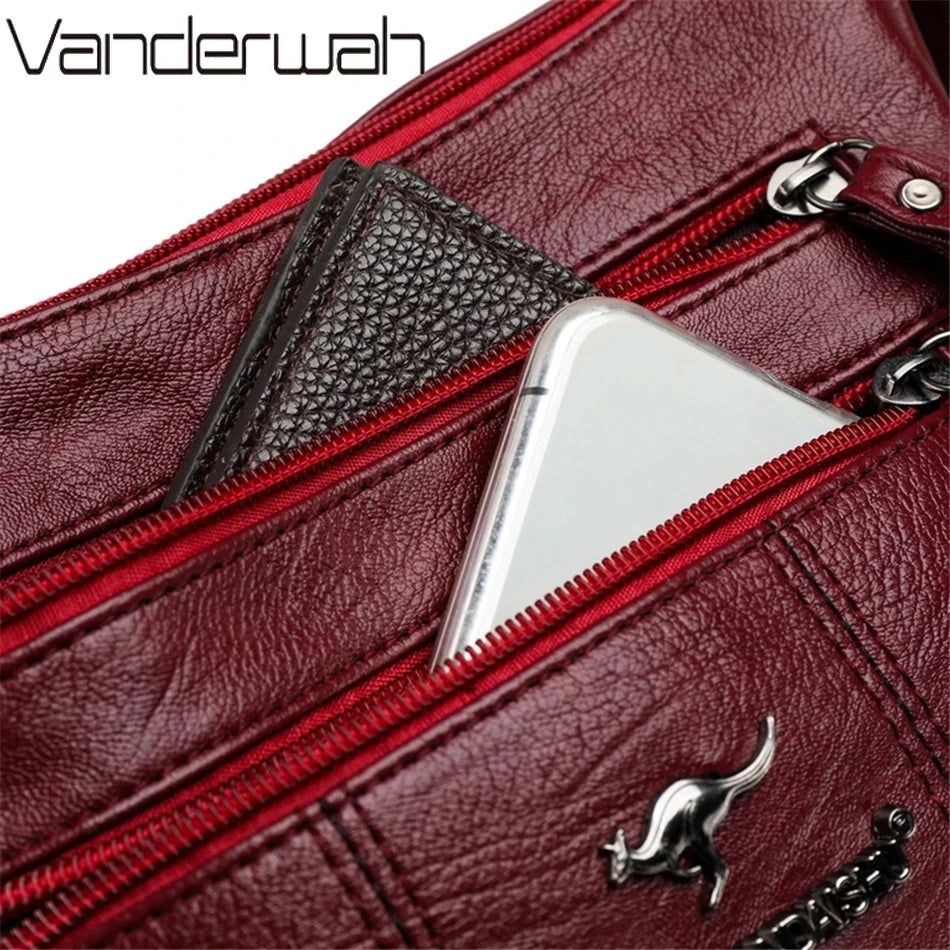Crossbody Bag Pu Leather Soft Messenger Bags Retro Woman