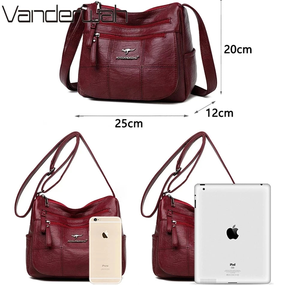 Crossbody Bag Pu Leather Soft Messenger Bags Retro Woman