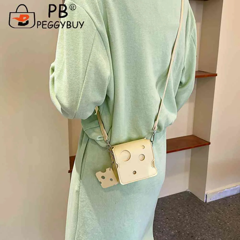 Mini Phone Pouch Cheese Shaped Crossbody Handbag Slice Pendant PU Leather