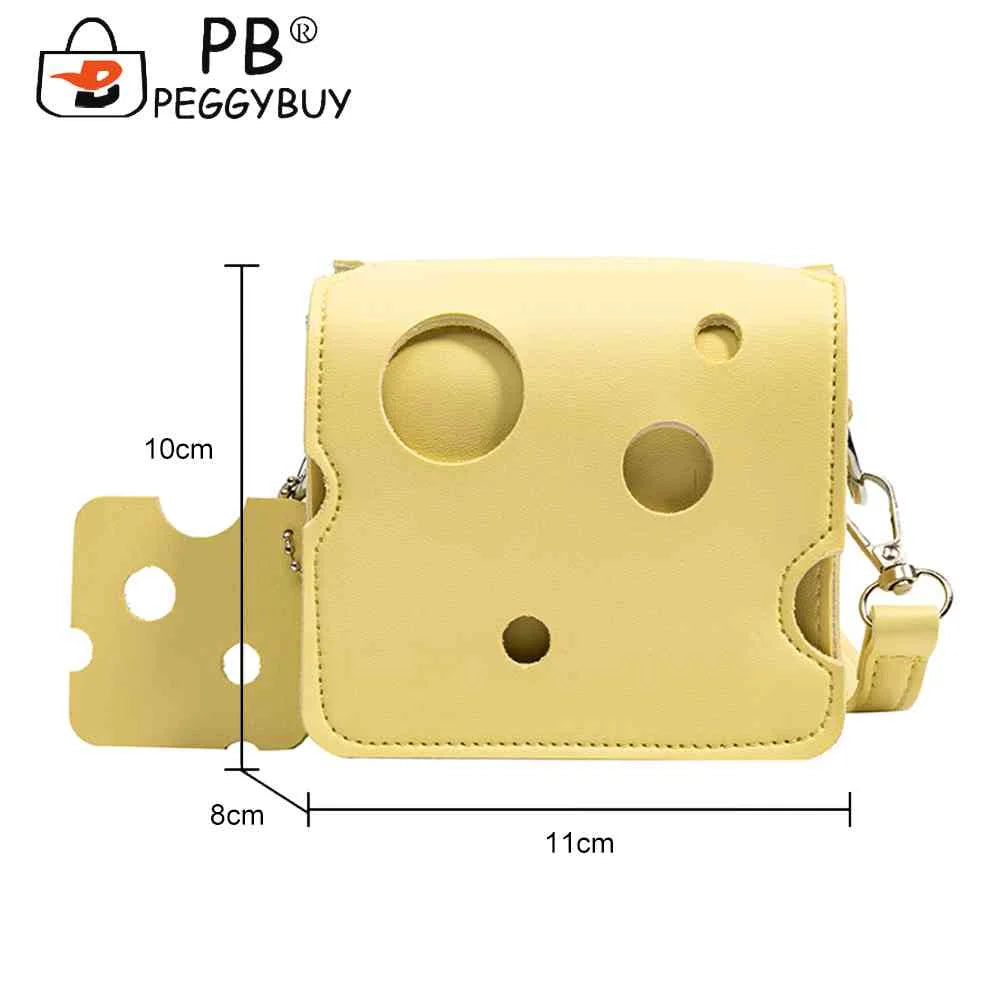 Mini Phone Pouch Cheese Shaped Crossbody Handbag Slice Pendant PU Leather