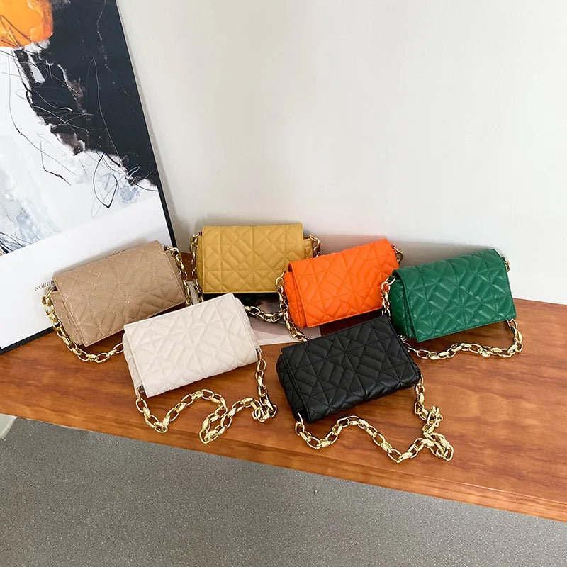 Plaid Shoulder Bag Thick Chain Women Handbags