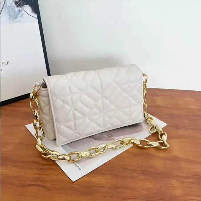 Plaid Shoulder Bag Thick Chain Underarm Bags For Women Handbags And Purses