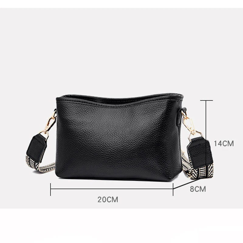 Solid Cow Women Shoulder Crossbody Bag Leather Handbag Women's Bag