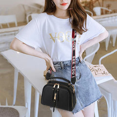Women PU Leather Handbag Crossbody Bag Chains Square Bag Lady Purse