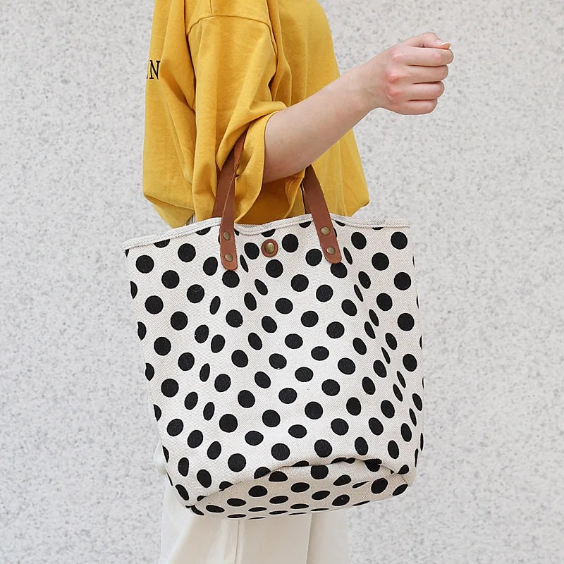 Women's Canvas Tote Bag Youth Handbag Causal Ladies Shopping Bag
