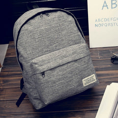 Unisex College Backpack Solid Casual Travel Bag Zipper Closure