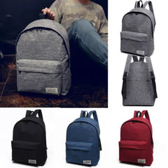 Unisex College Backpack Solid Casual Travel Bag Zipper Closure