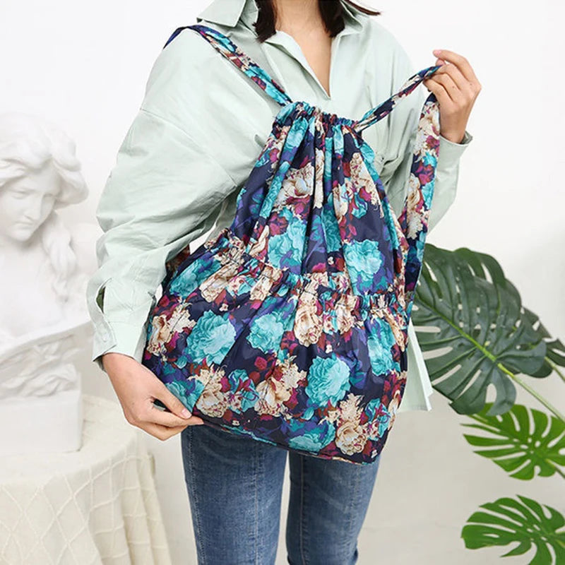 Vintage Drawstring Backpacks Flower Ethnic