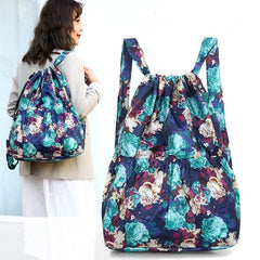 Vintage Drawstring Backpacks Flower Ethnic