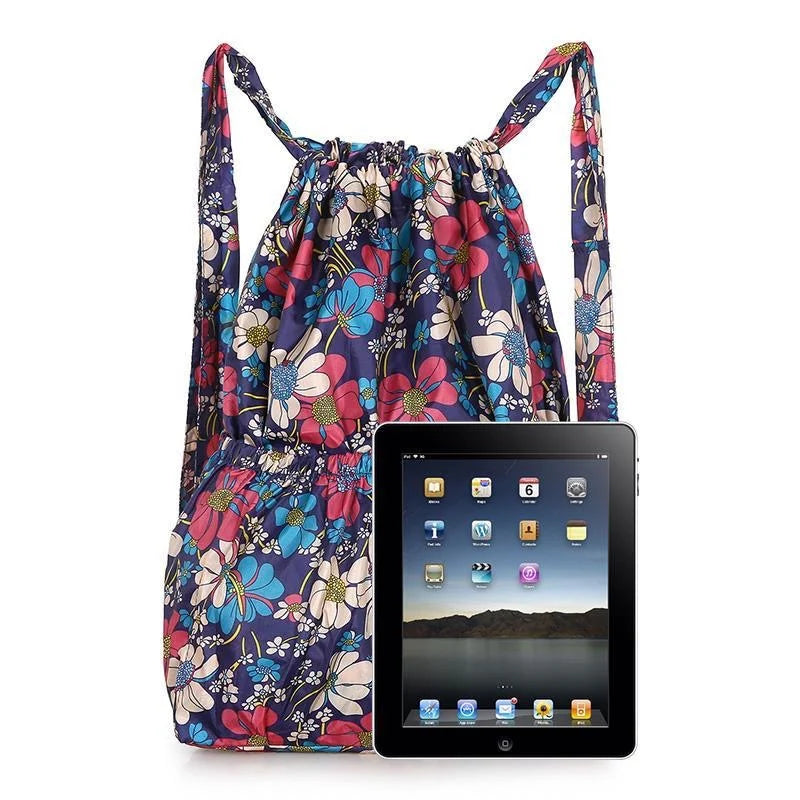Vintage Drawstring Backpacks Flower Ethnic