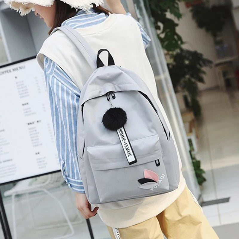 Women Casual Style Canvas Backpack Travel Outing School Bag