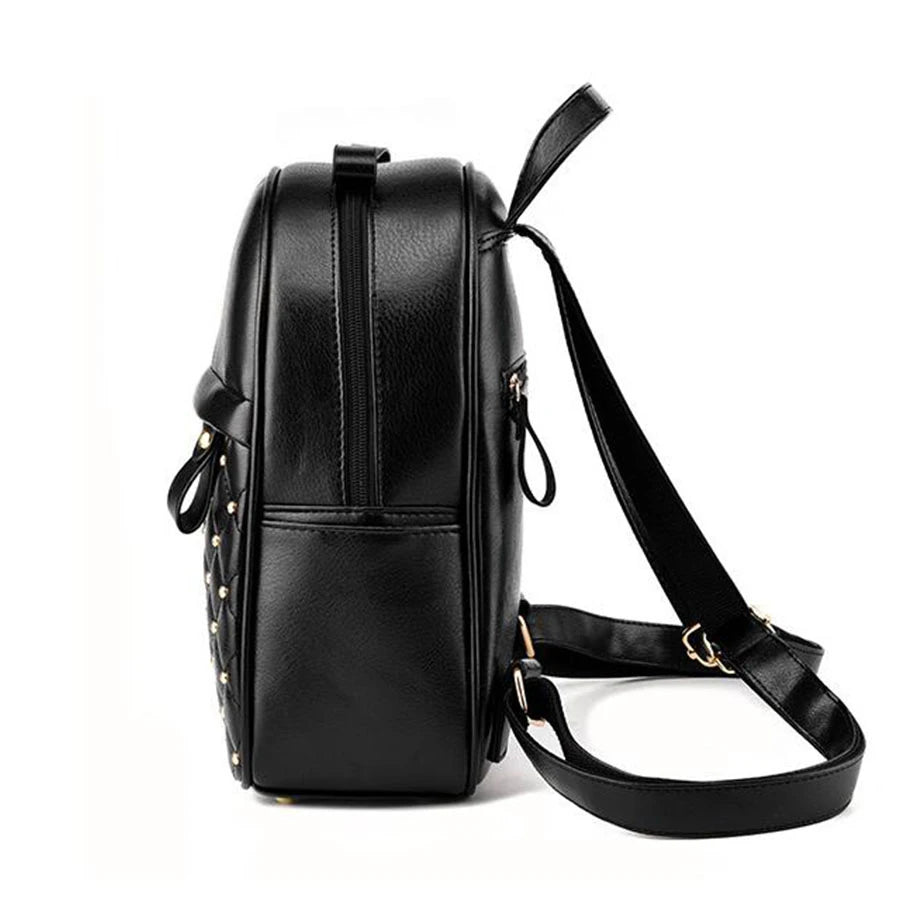 Women's Bead Backpack PU Leather School Bag for Girls