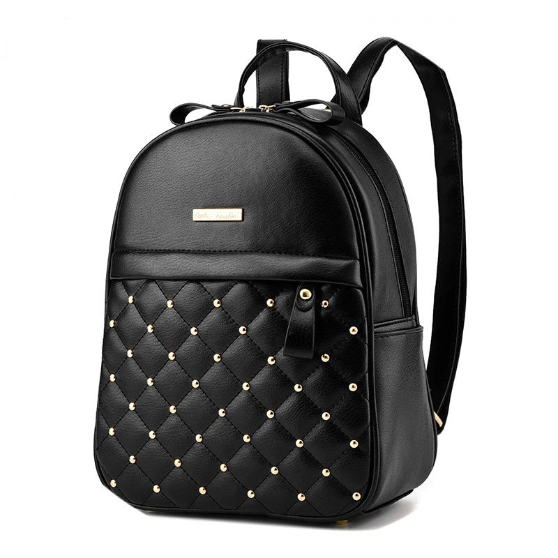 Women's Bead Backpack PU Leather School Bag for Girls